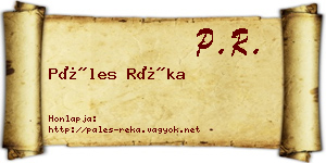 Páles Réka névjegykártya