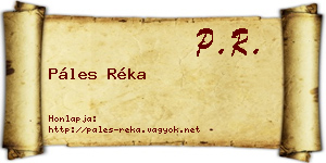 Páles Réka névjegykártya